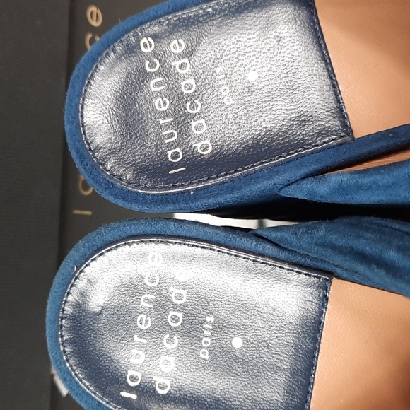 NWB Laurence Dacade Paris Suede Printed Slides Paris Blue size 5 (38) - Picture 8 of 14